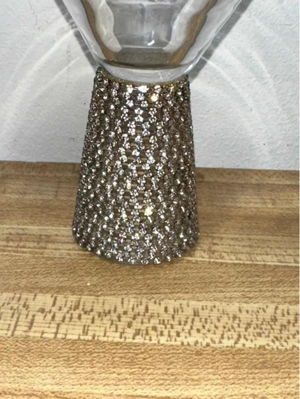 Set of 2 Premium Rhinestone Jeweled Stem Champagne Glasses